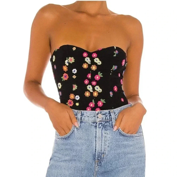 Revolve Lovers + Friends embroidered mesh floral bodysuit - Picture 3 of 13